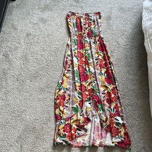 Target high low tropical strapless dress